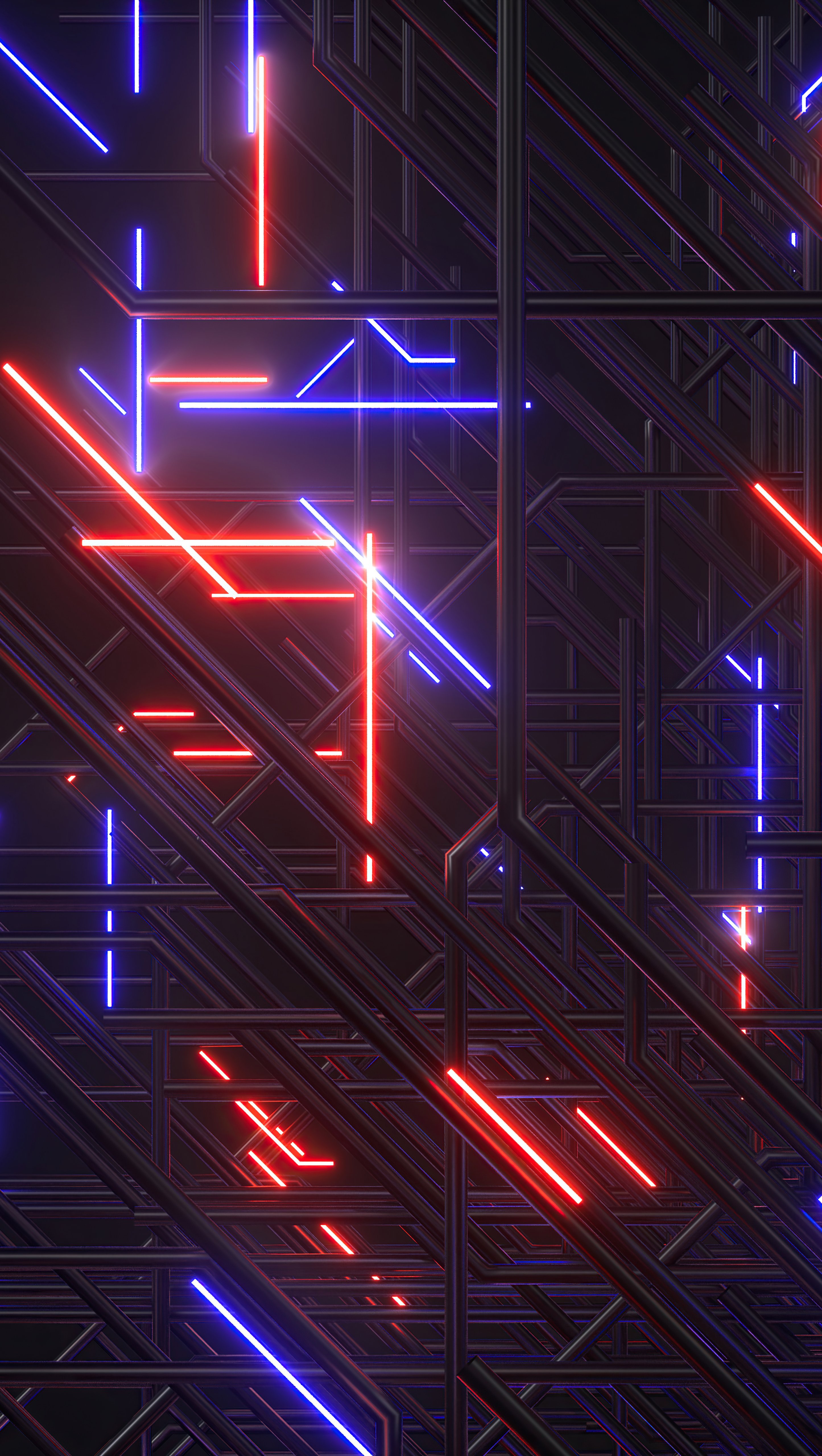 Wallpaper Geometric neon lights Abstract Vertical