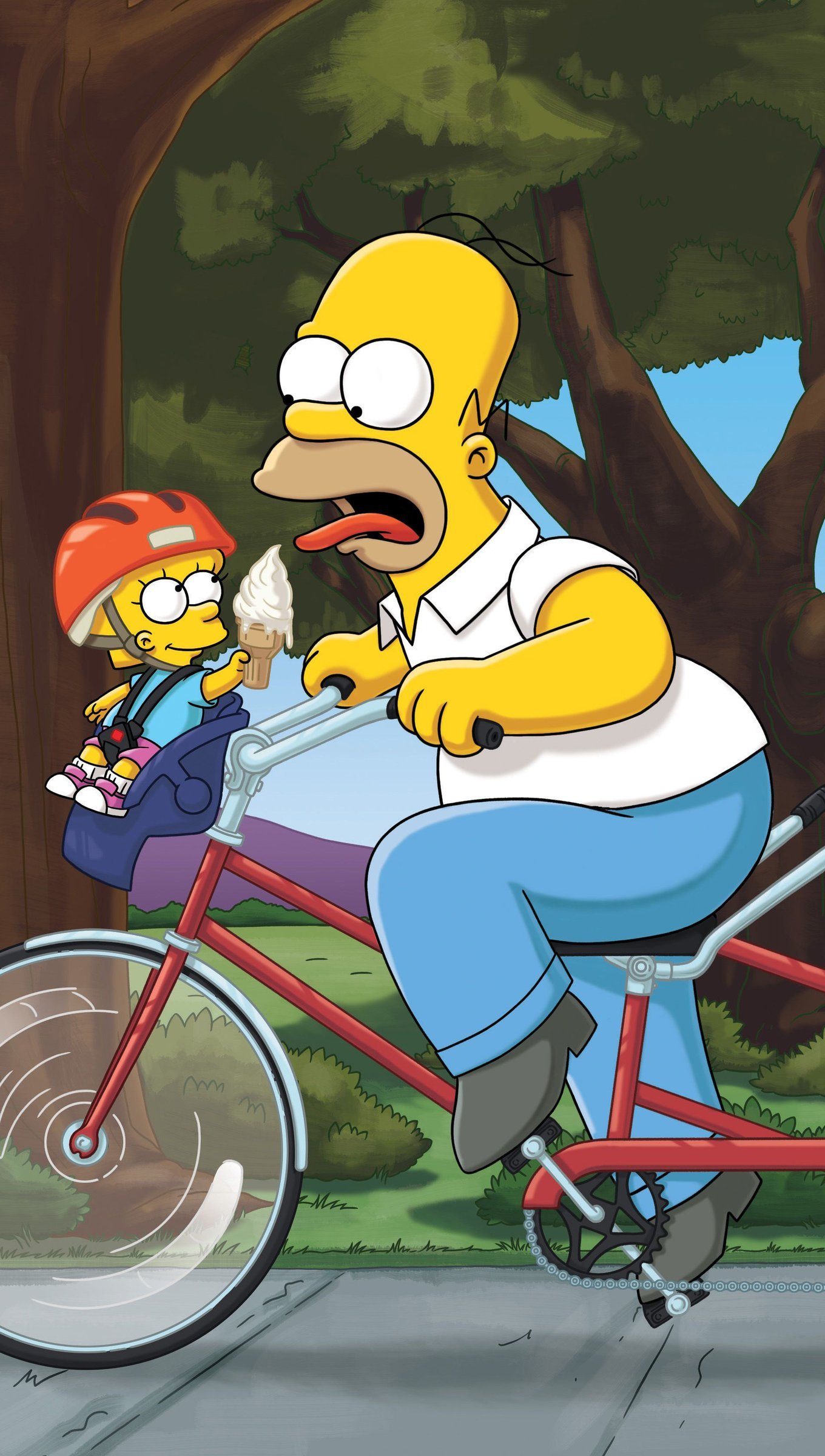 Wallpaper The simpsons in bicycle Vertical