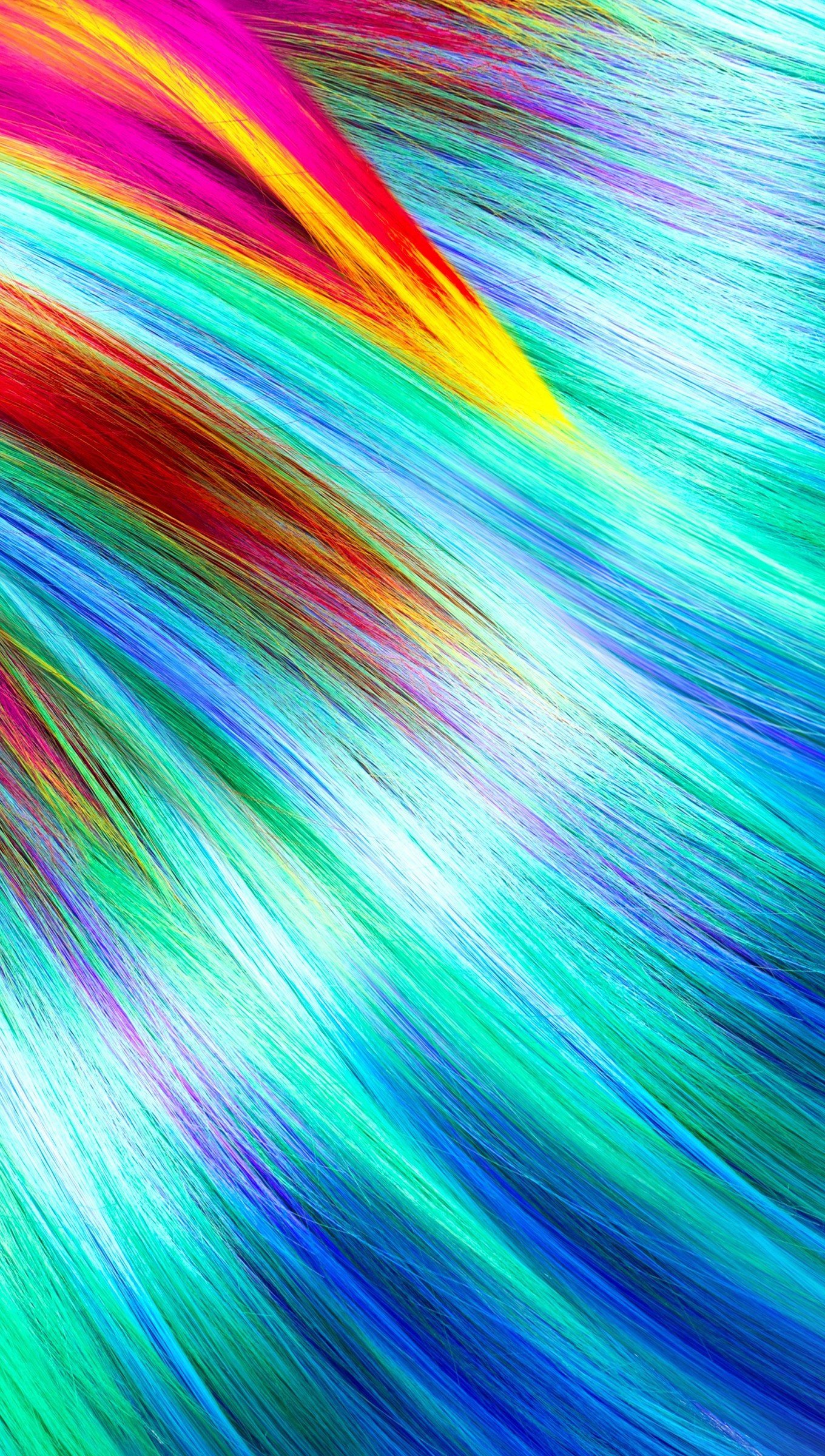 Wallpaper Woman with Rainbow colored hair Vertical