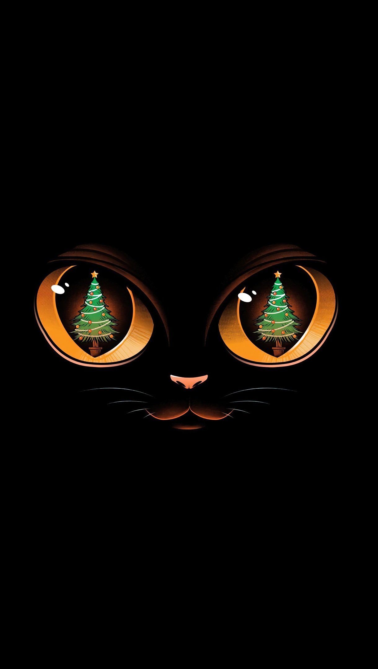 Wallpaper Christmas Black Cat Vertical