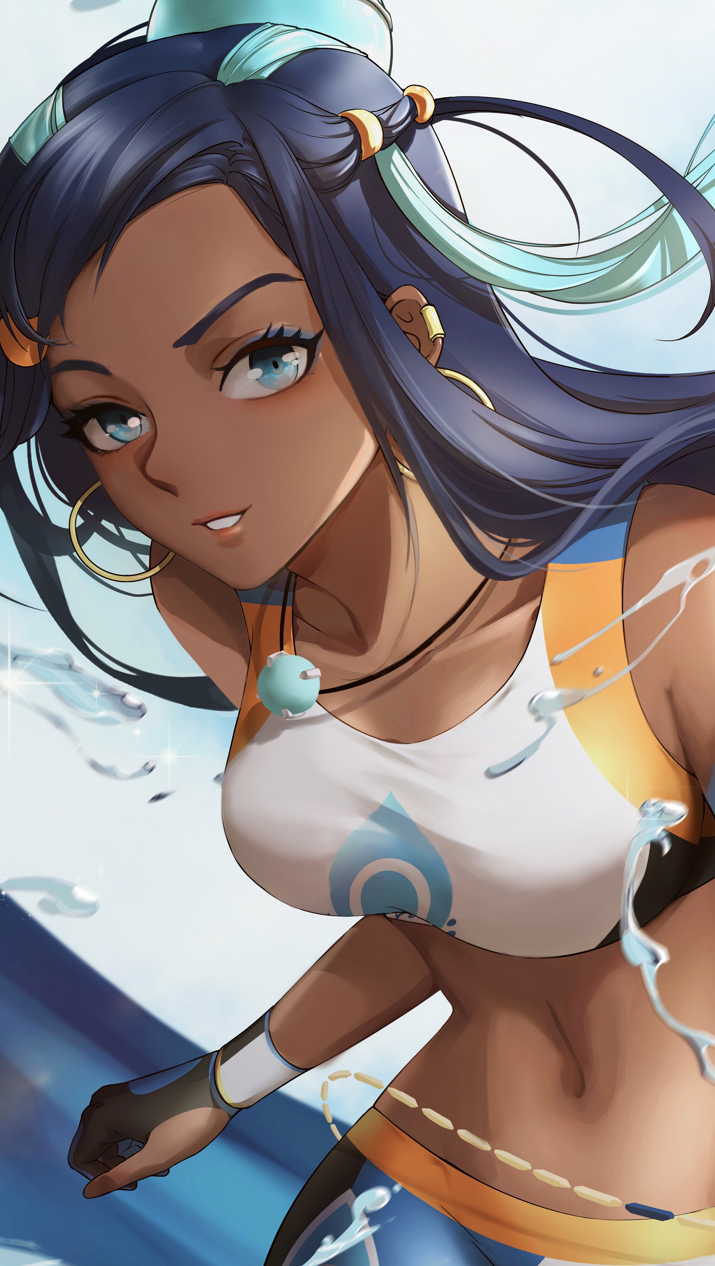 Anime Wallpaper Nessa with pokeball from Pokemon sword and shield Vertical
