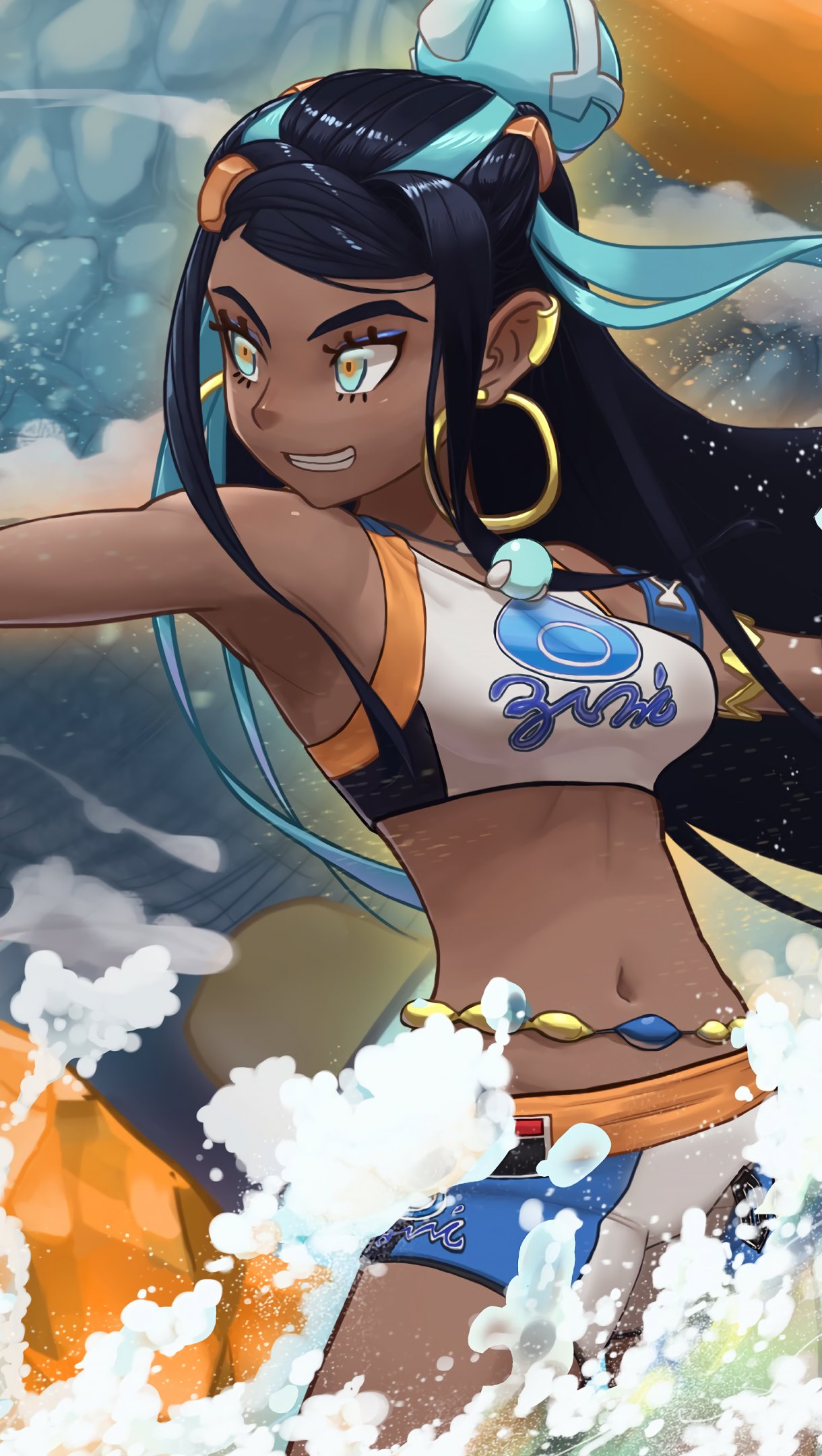 Anime Wallpaper Nessa and Drednaw from Pokemon Sword and Shield Vertical