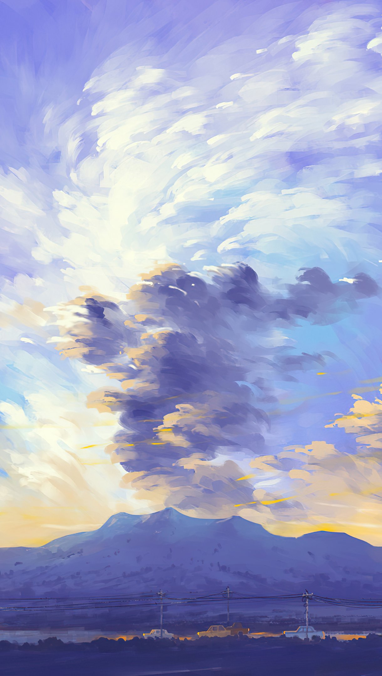 Fondos de pantalla Nubes sobre montaña Vertical