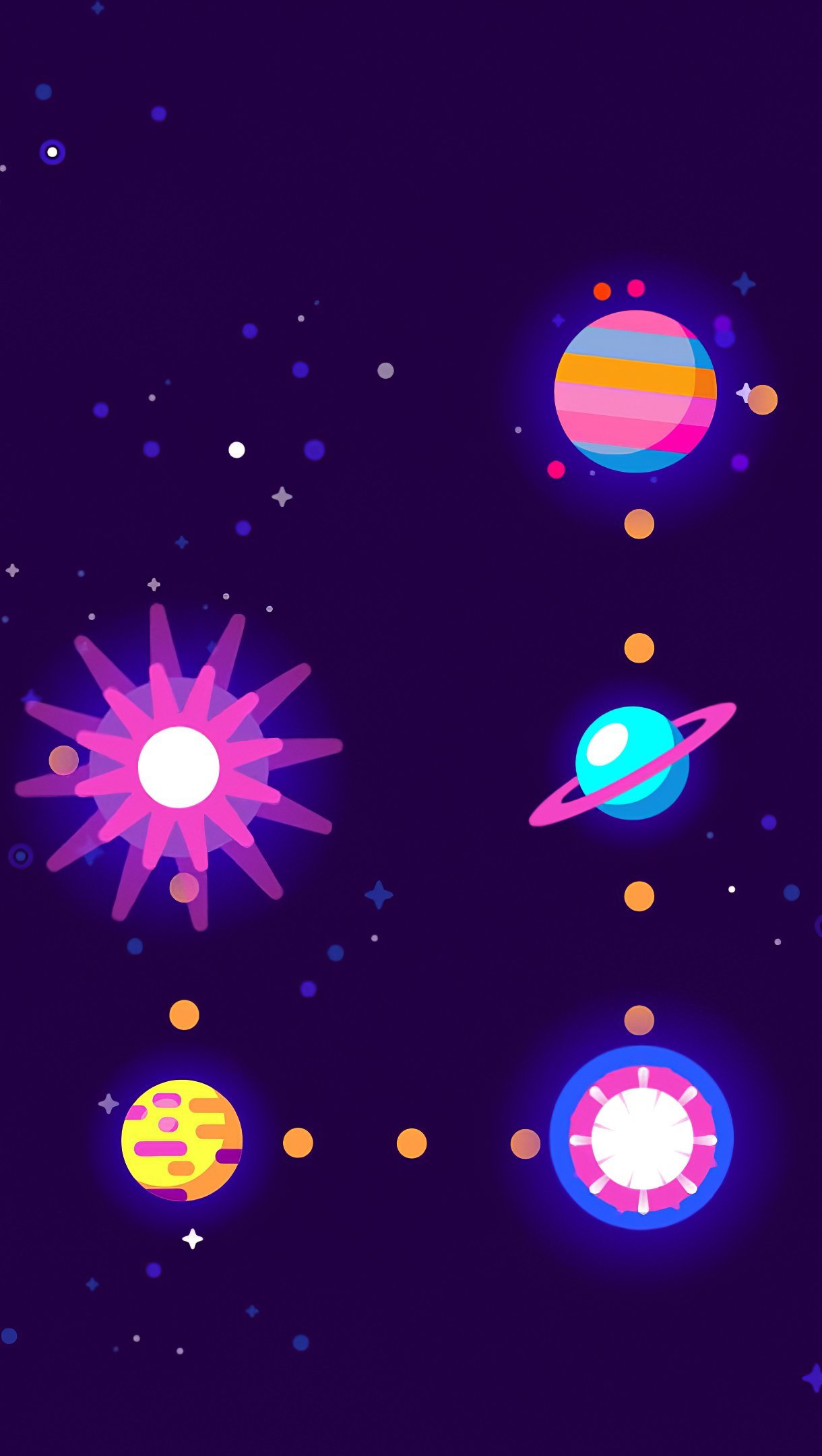 Wallpaper Pacman eating planets Vertical