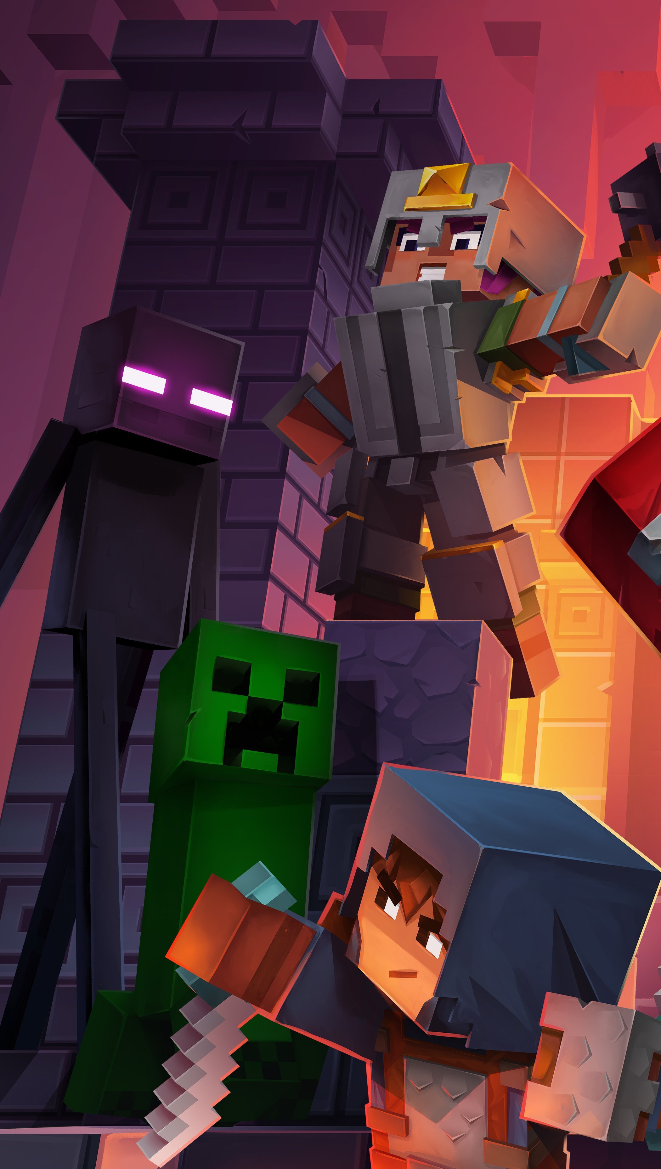 Wallpaper Characters from Minecraft Dungeons Vertical