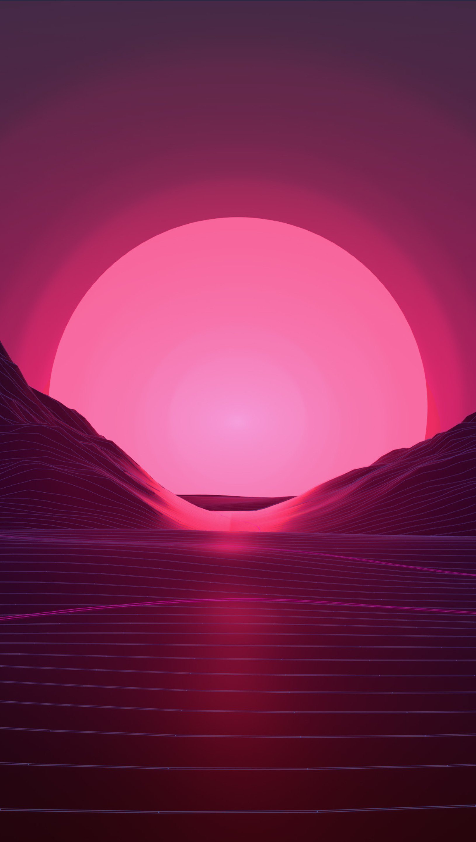 Wallpaper Retrowave Sunset Vertical