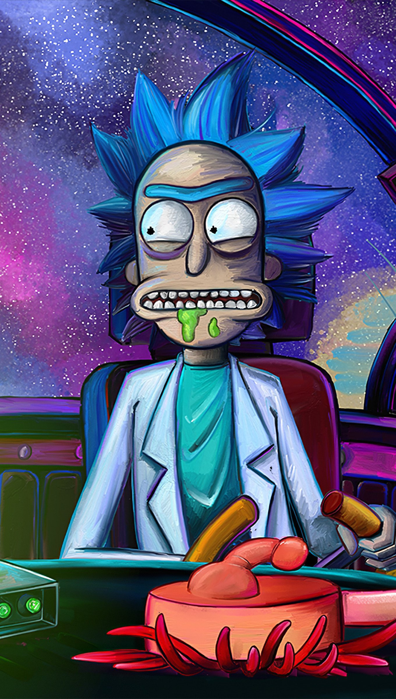 Wallpaper Rick and Morty in space ship Vertical