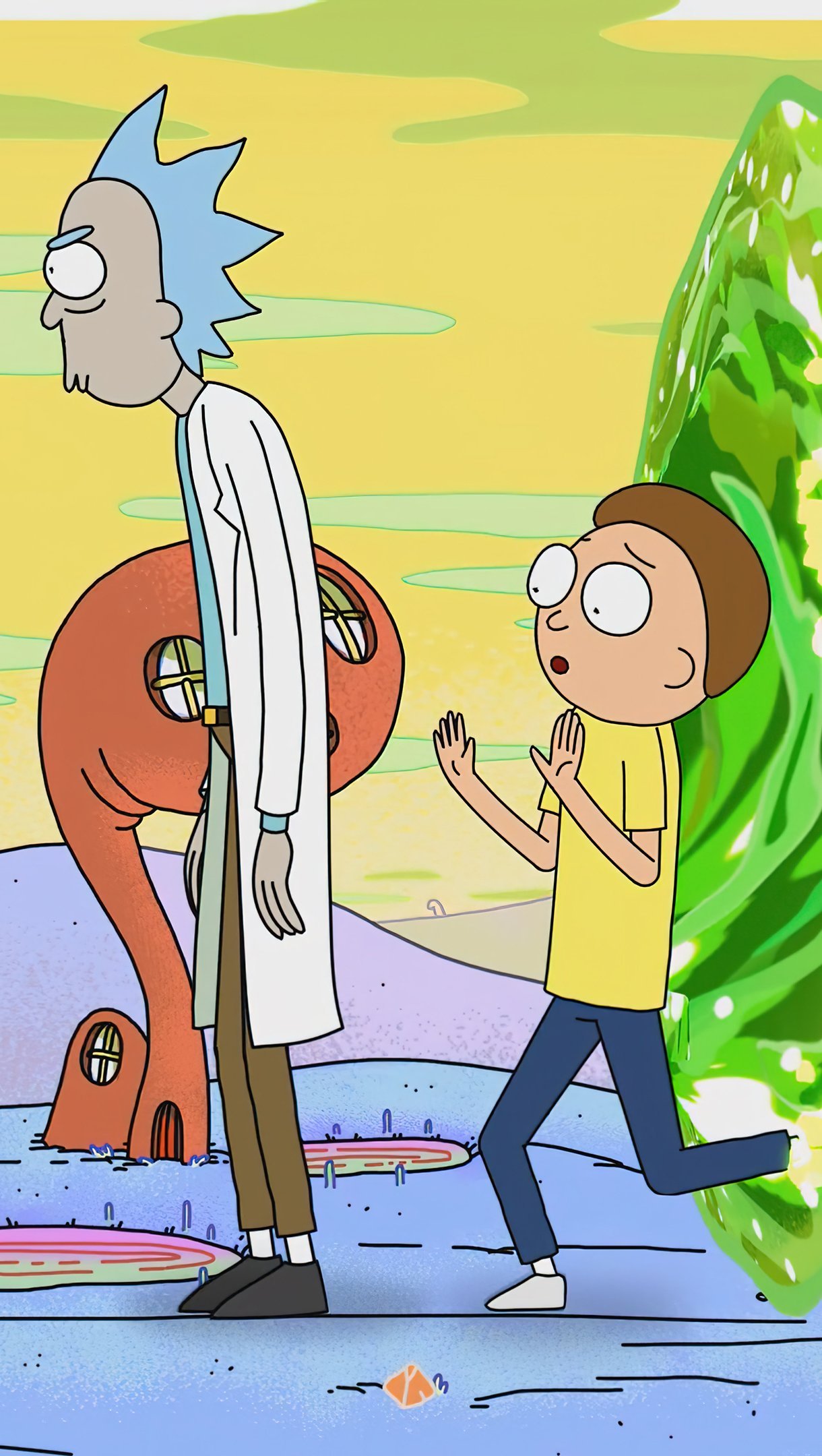 Fondos de pantalla Rick y Morty a través de portal Vertical
