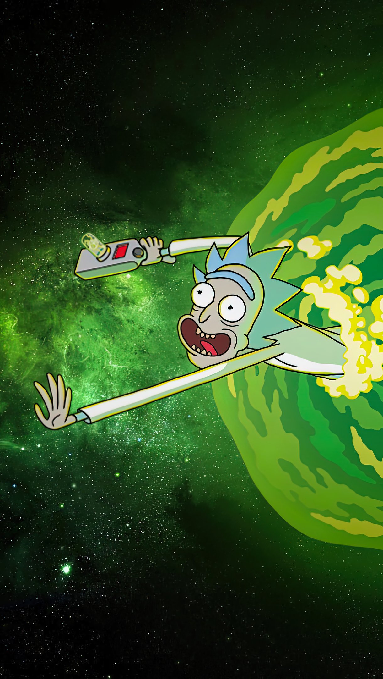 Wallpaper Rick and Morty scaping portal Vertical