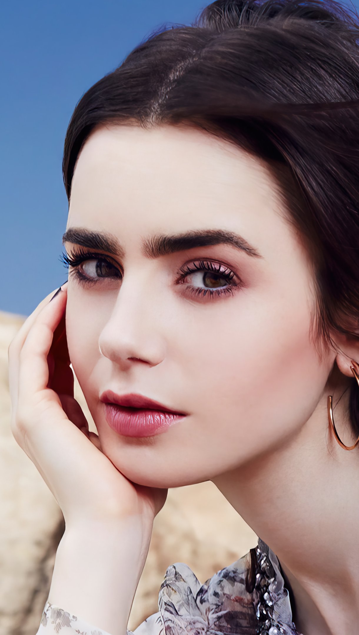 Wallpaper Lily Collins Face Vertical