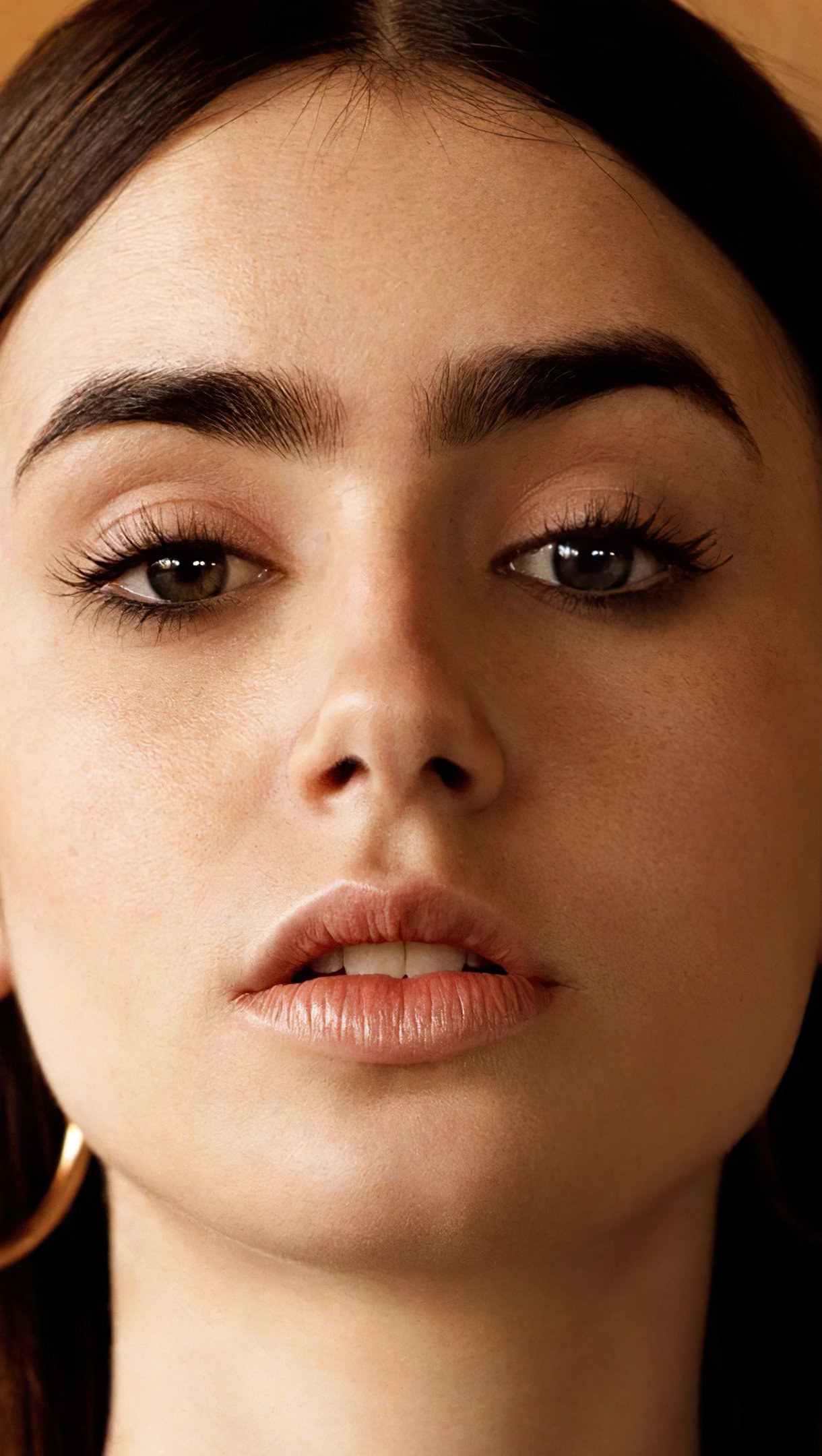 Wallpaper Lily Collins Face for Vogue Vertical