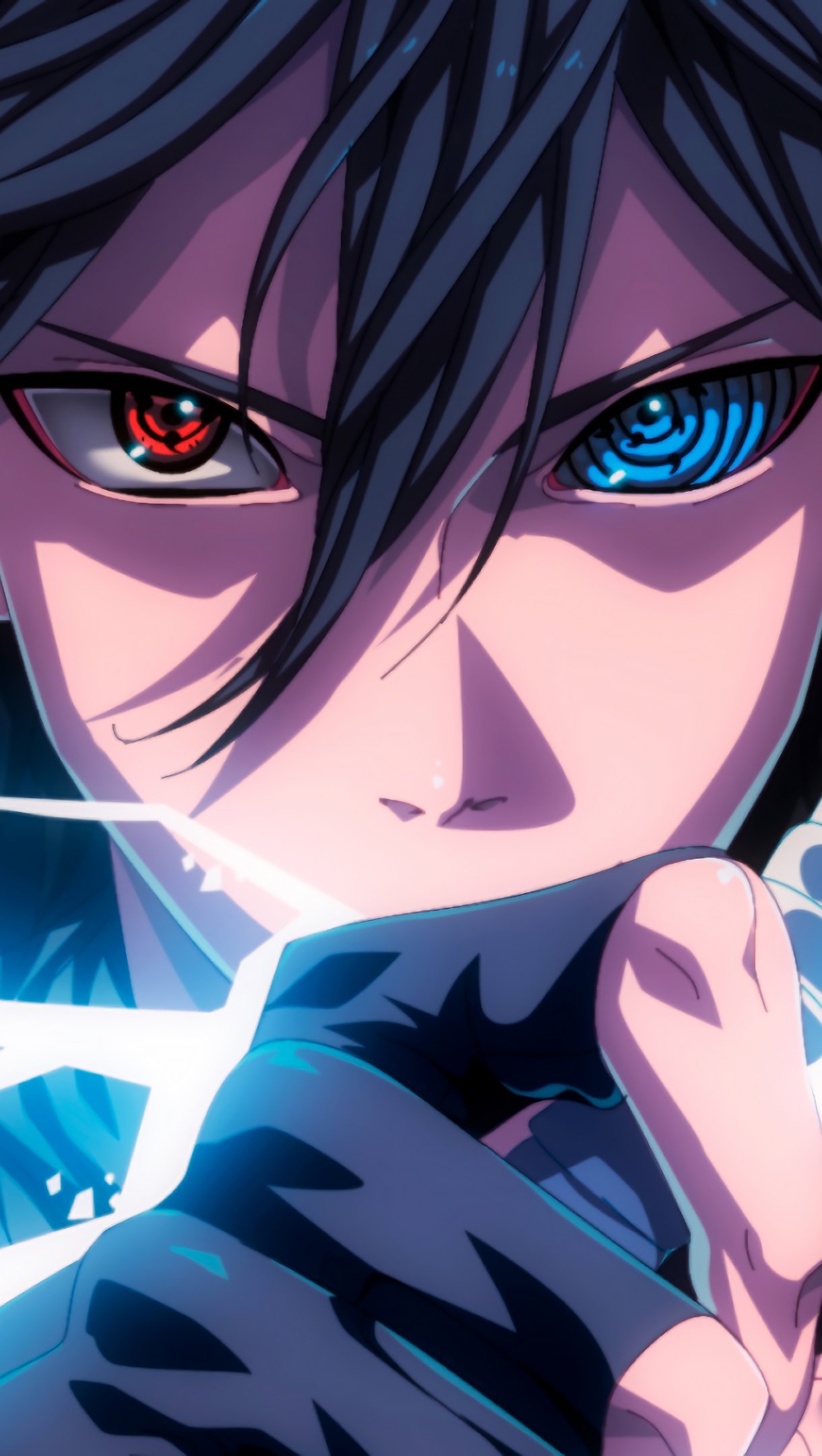 Fondos de pantalla Anime Sasuke Sharingan Rinnegan Eyes Lightning Vertical