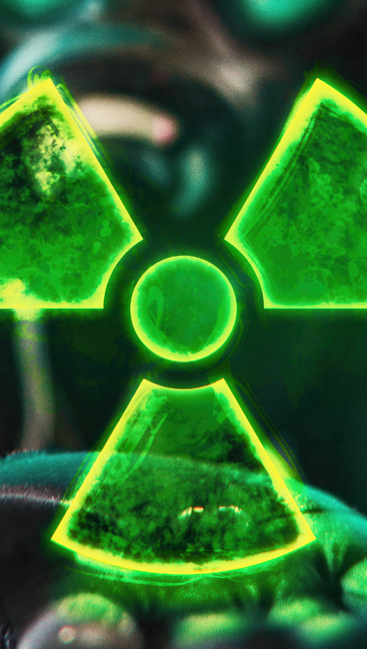 Wallpaper Radioactive sign Neon Vertical