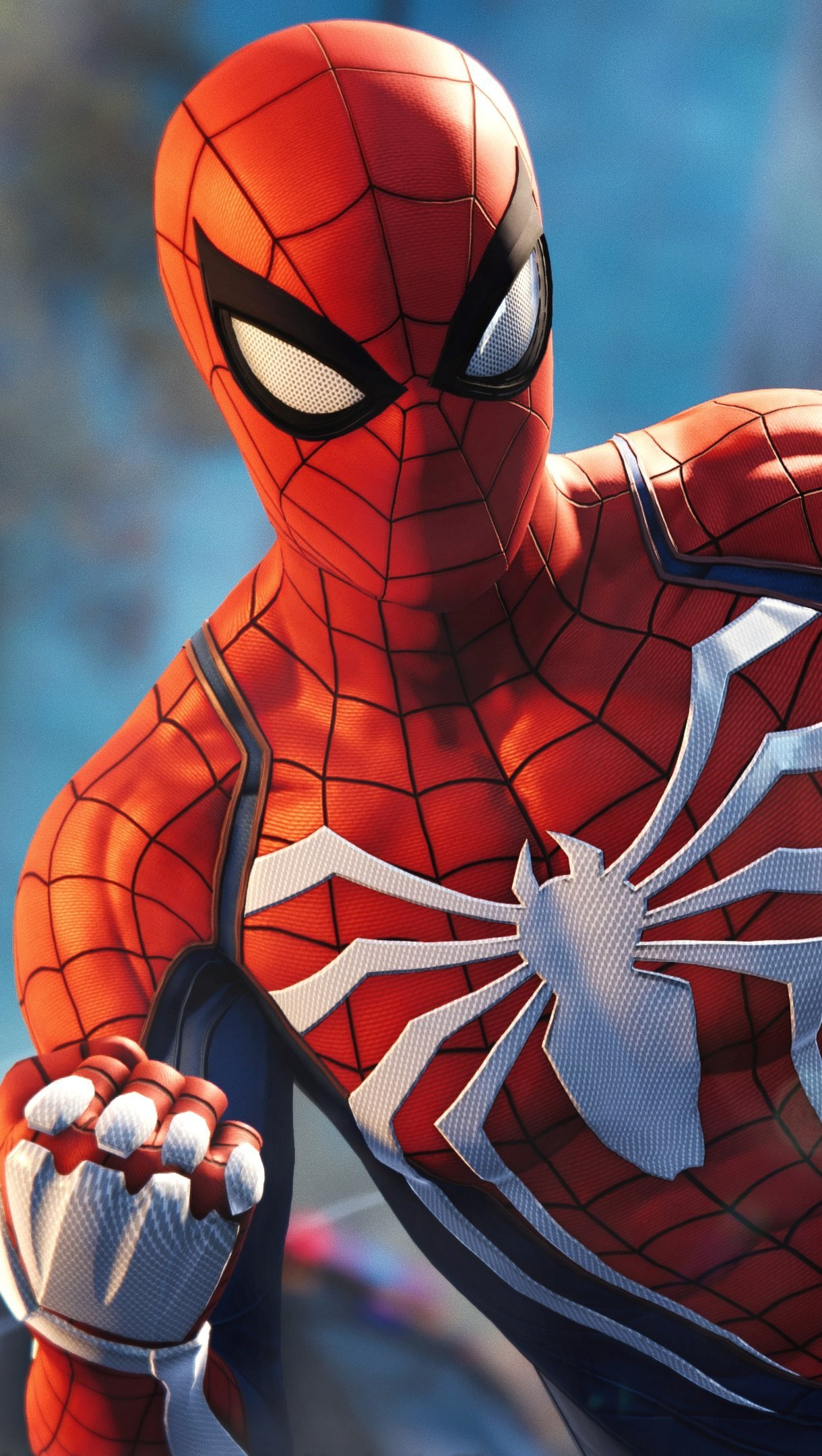 Wallpaper Spider-Man PS4 Spiderman with hand held Vertical