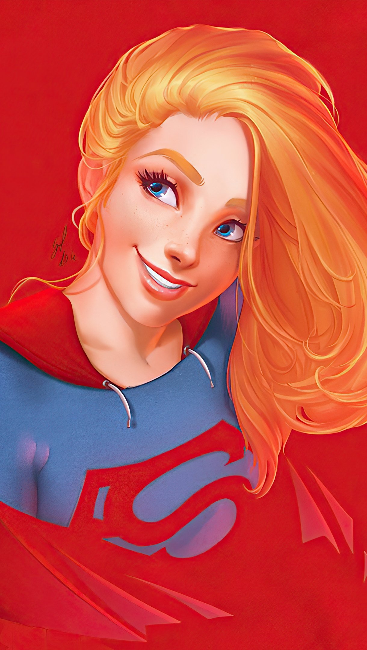 Wallpaper Supergirl smiling Fanart Vertical