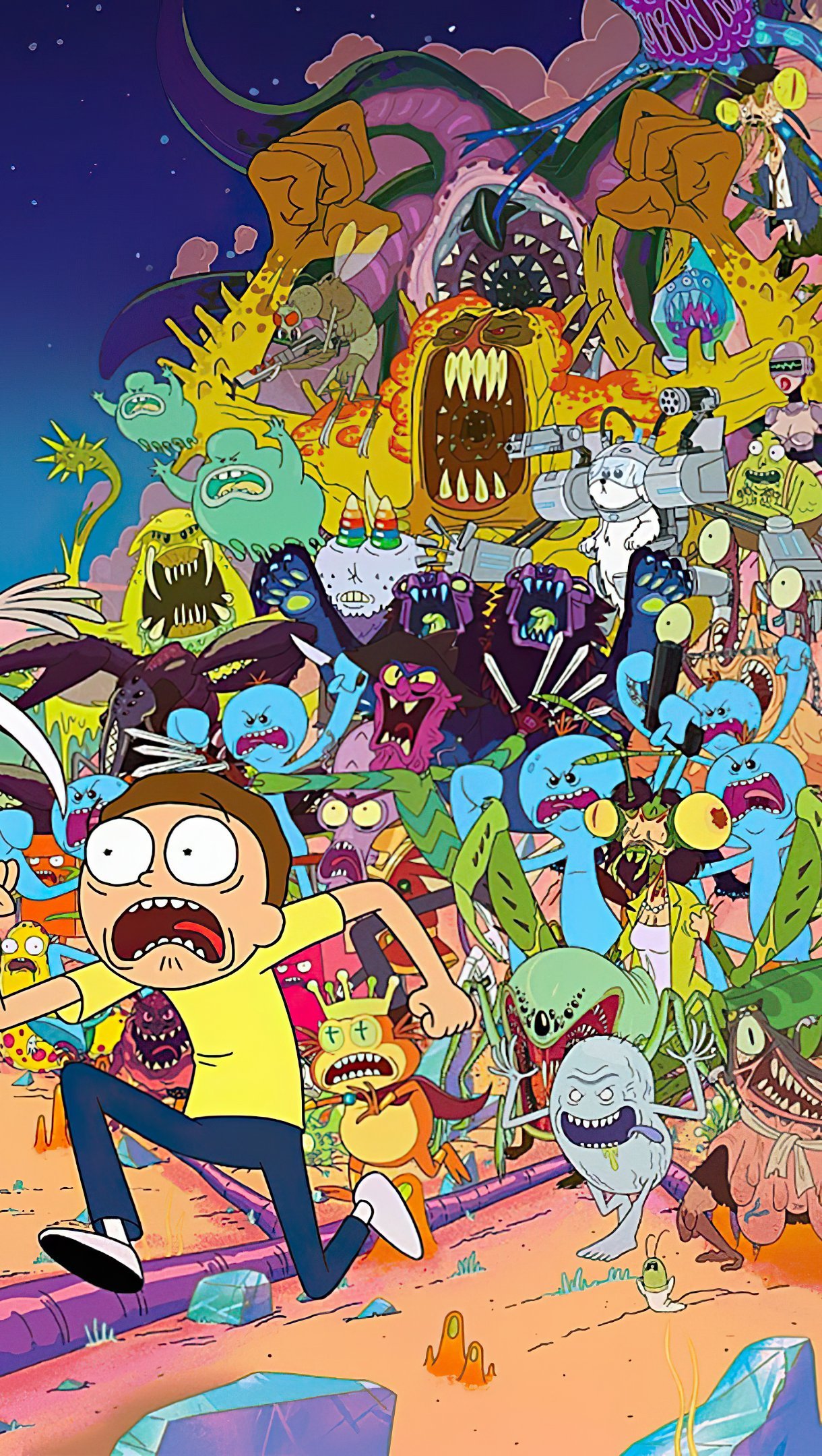 Wallpaper All Rick and Morty's characters Vertical