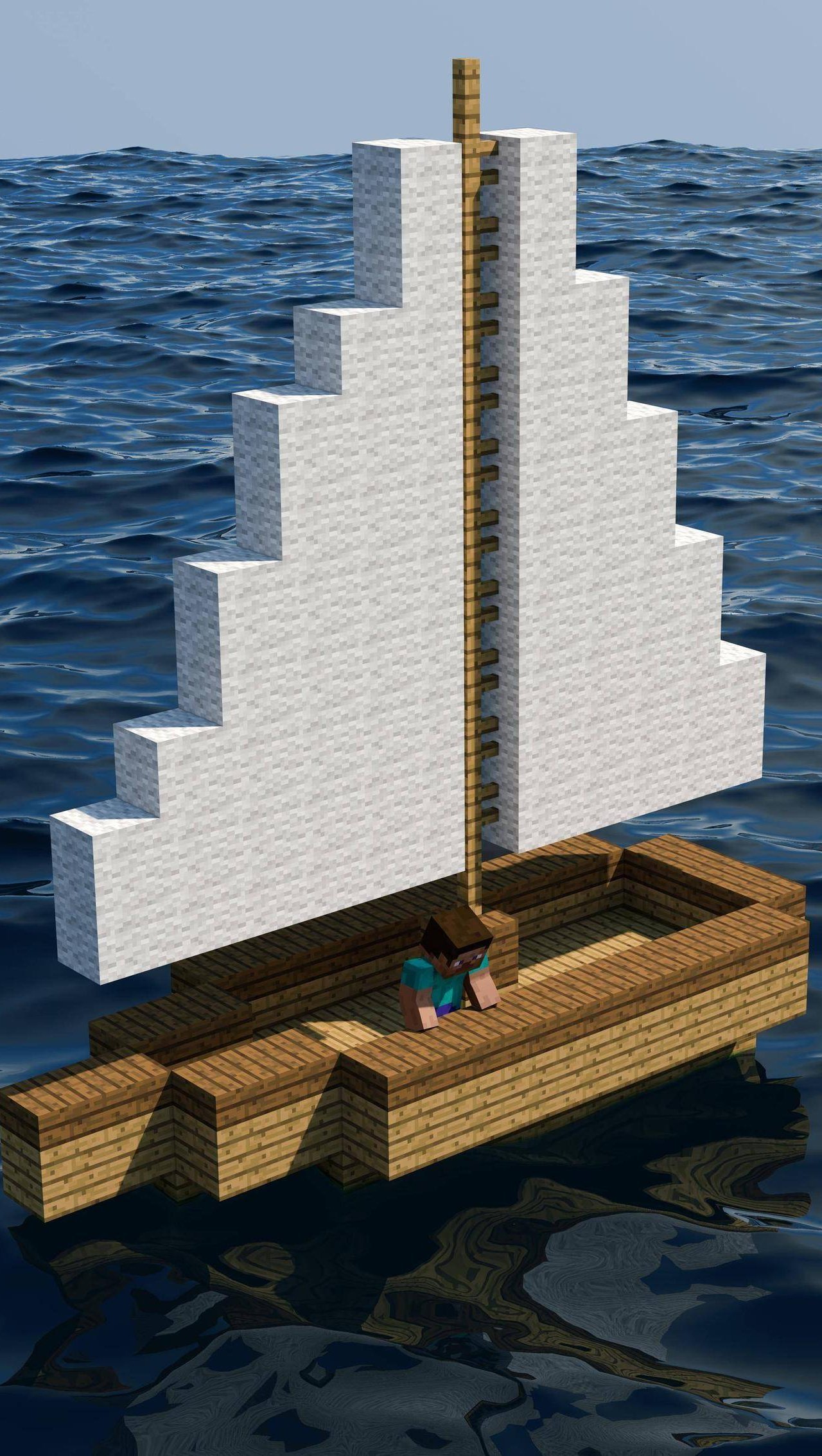 Wallpaper Sailboat Minecraft Vertical