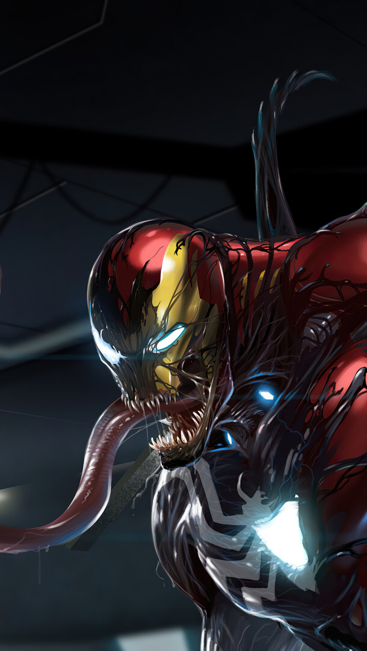 Wallpaper Venom invasion of Iron Man base Vertical