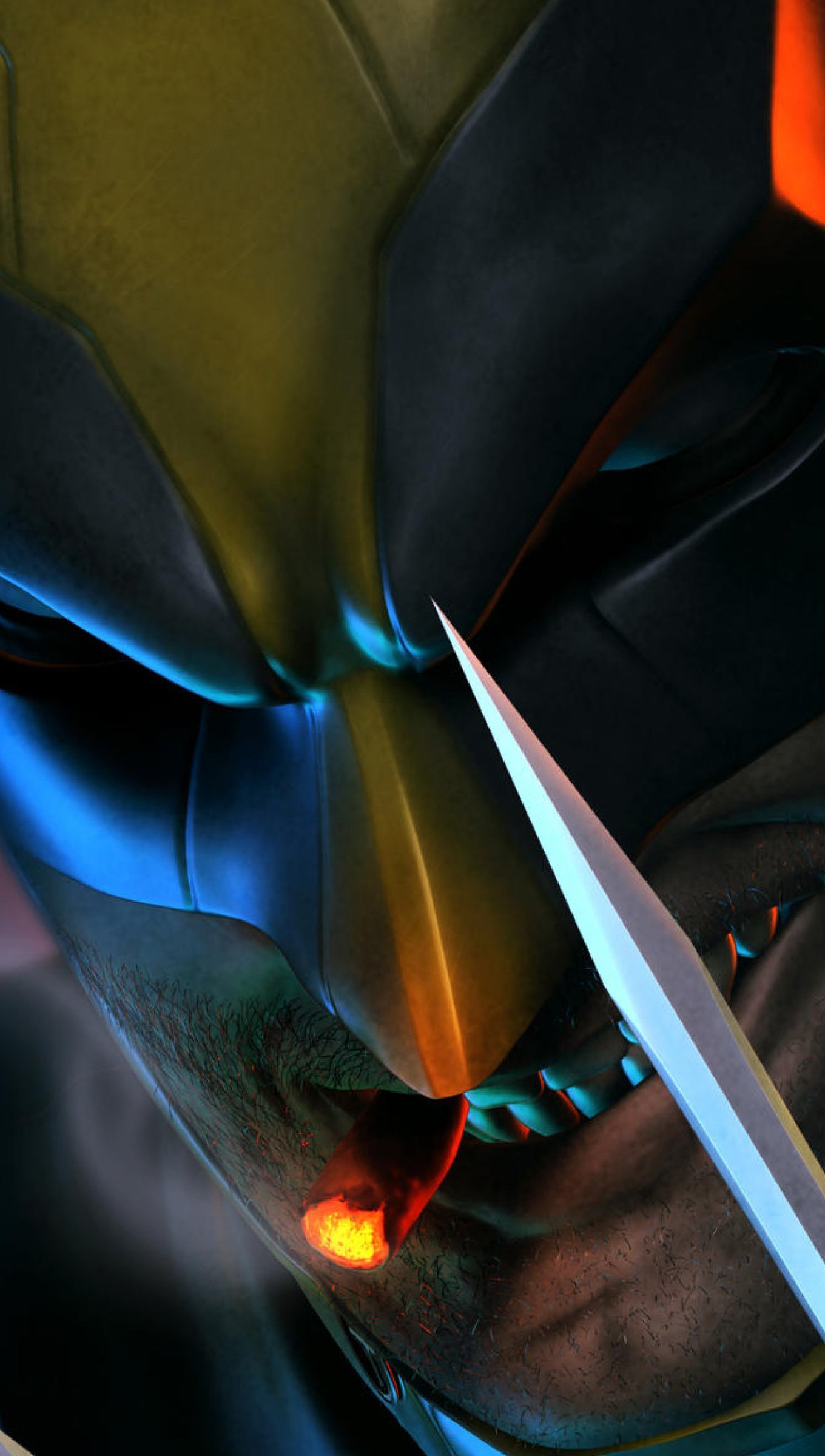 Wallpaper Wolverine Digital Art Vertical