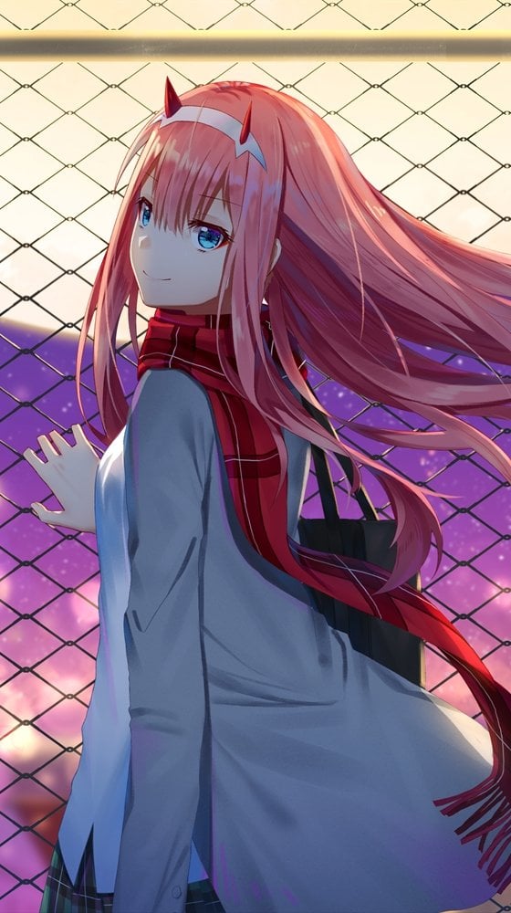 Anime Wallpaper Zero Two from Darling In The Franxx Vertical