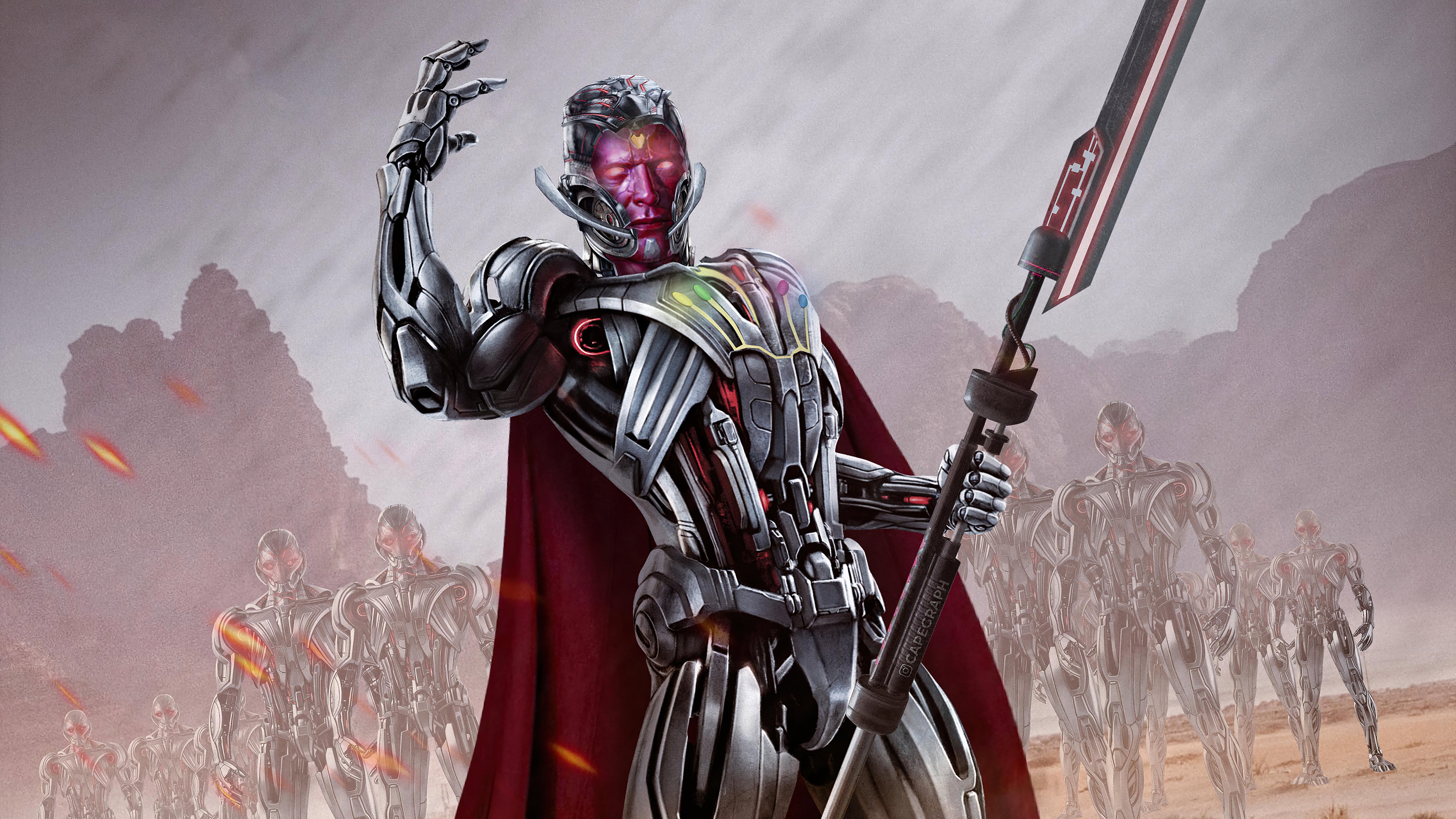 Wallpaper What if Ultron Vision with army
